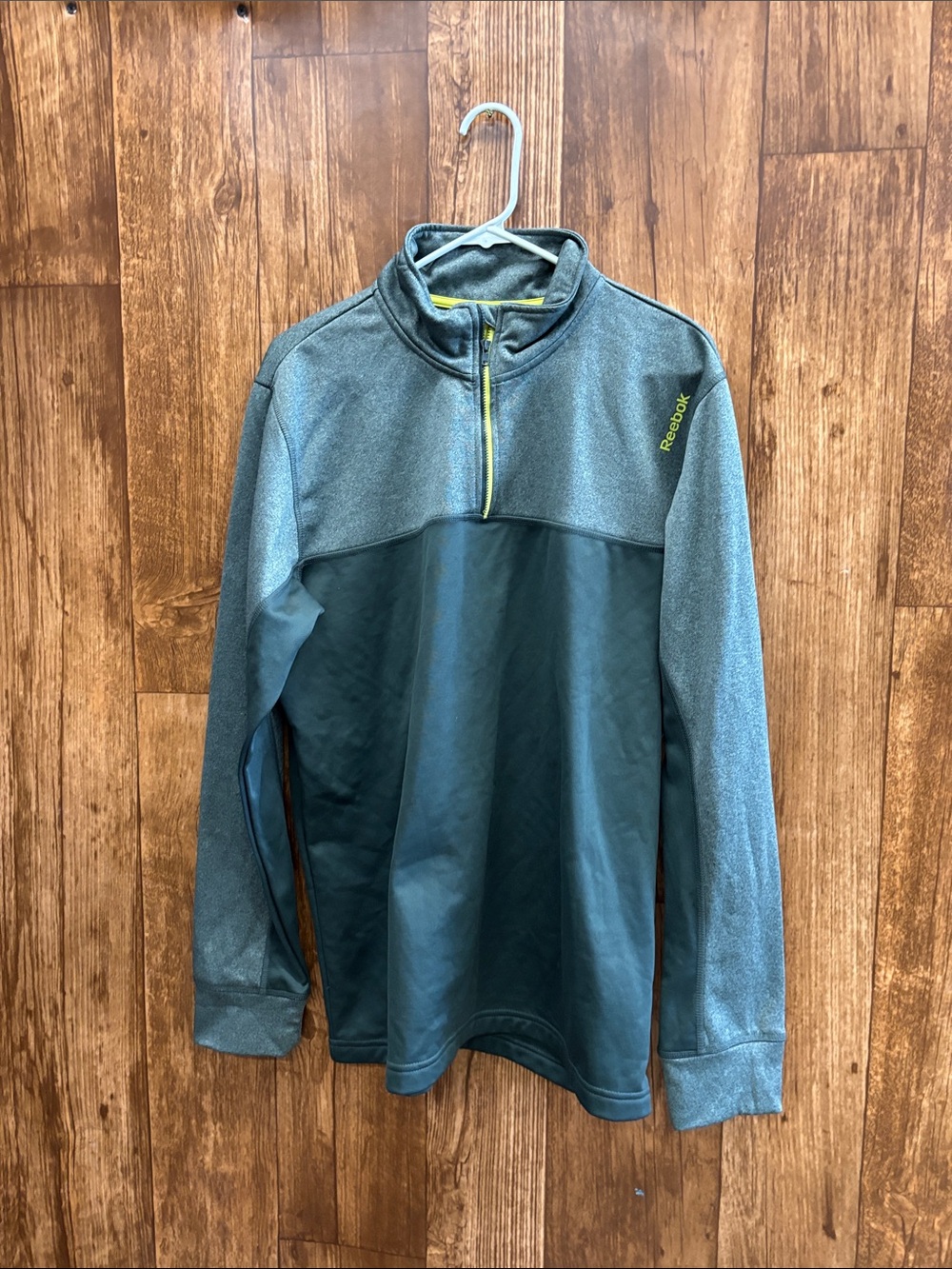 Reebok Men's Grey and Lime Half-Zip Performance Jacket